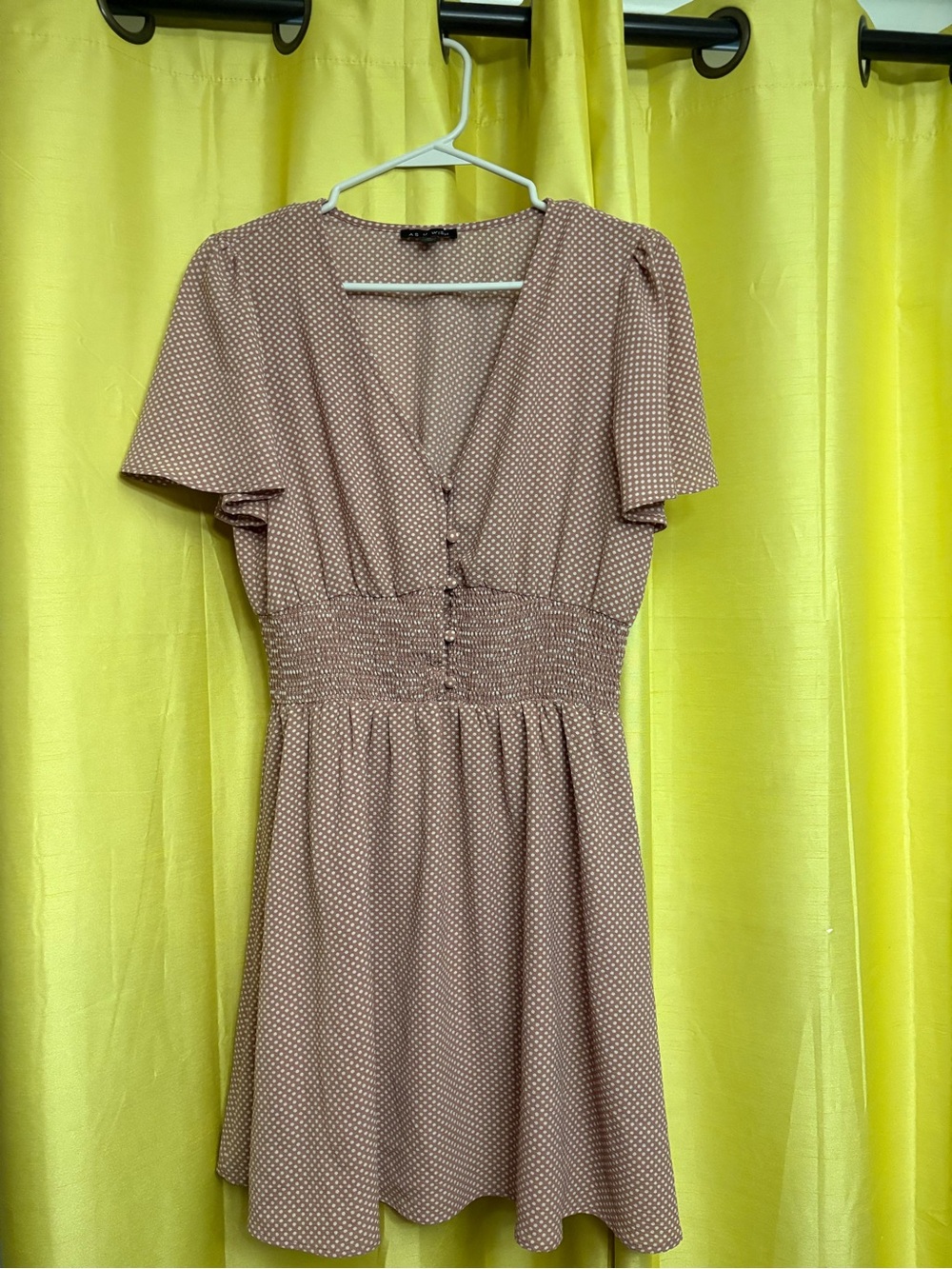 As U Wish Dusty Rose Polka Dot V-Neck Dress